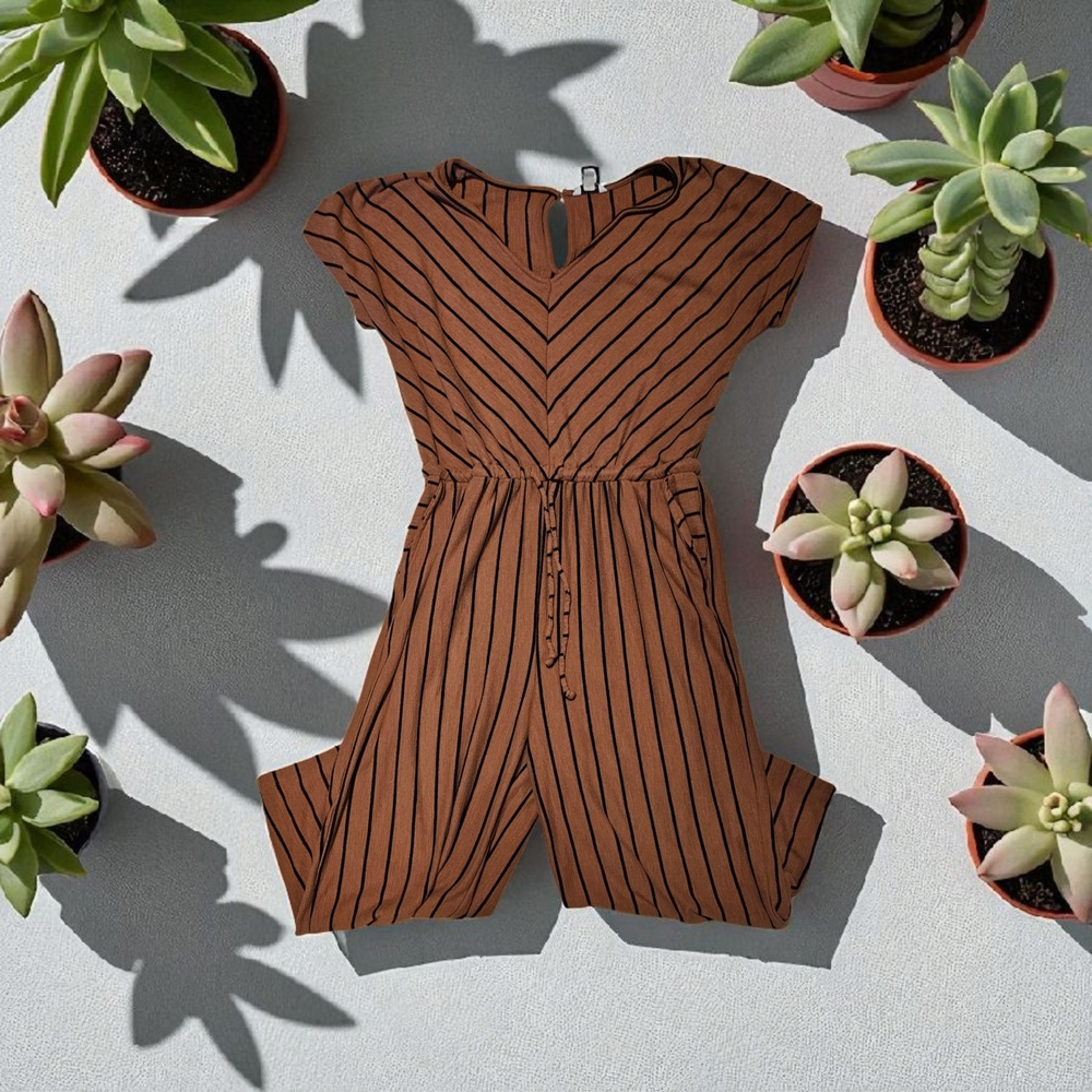 Sonoma Pink And Brown Striped Jumpsuit